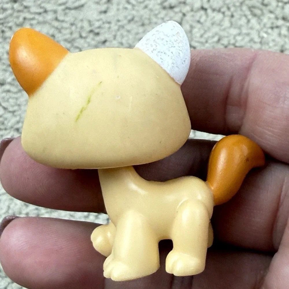 Littlest Pet Shop Yellow Orange White Glitter Cat Teal Diamond Eyes Hasbro Y2K